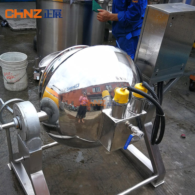 กาต้มน้ำแบบแจ็คเก็ต CHINZ พร้อมเครื่องผสมอัตโนมัติอุตสาหกรรมเครื่องจักรแปรรูปอาหาร
